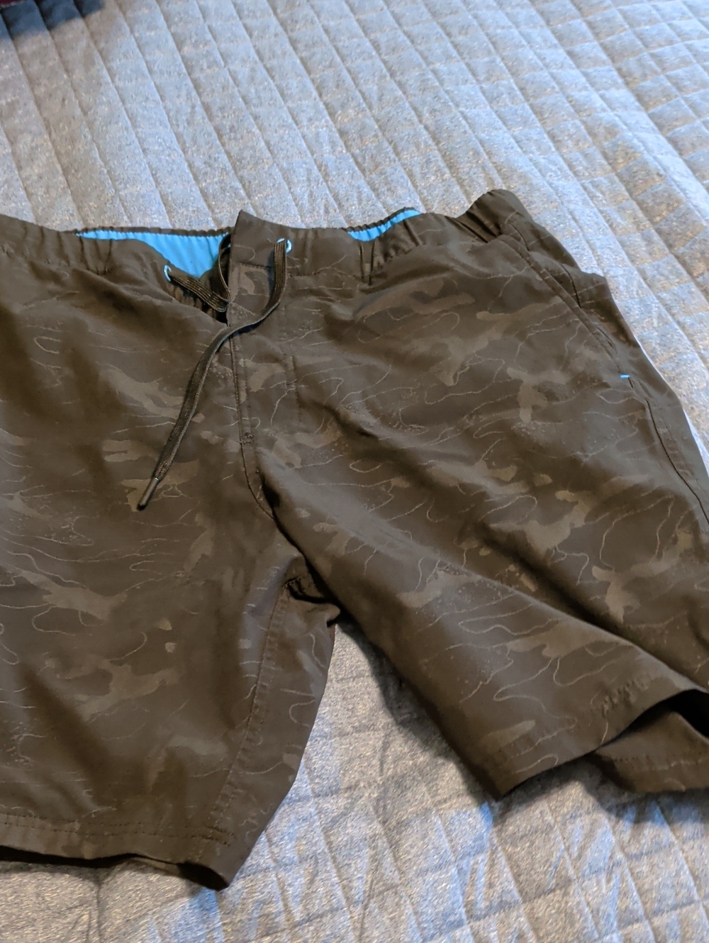 ZeroXposur Black Camo Swim Trunks with Blue Accent